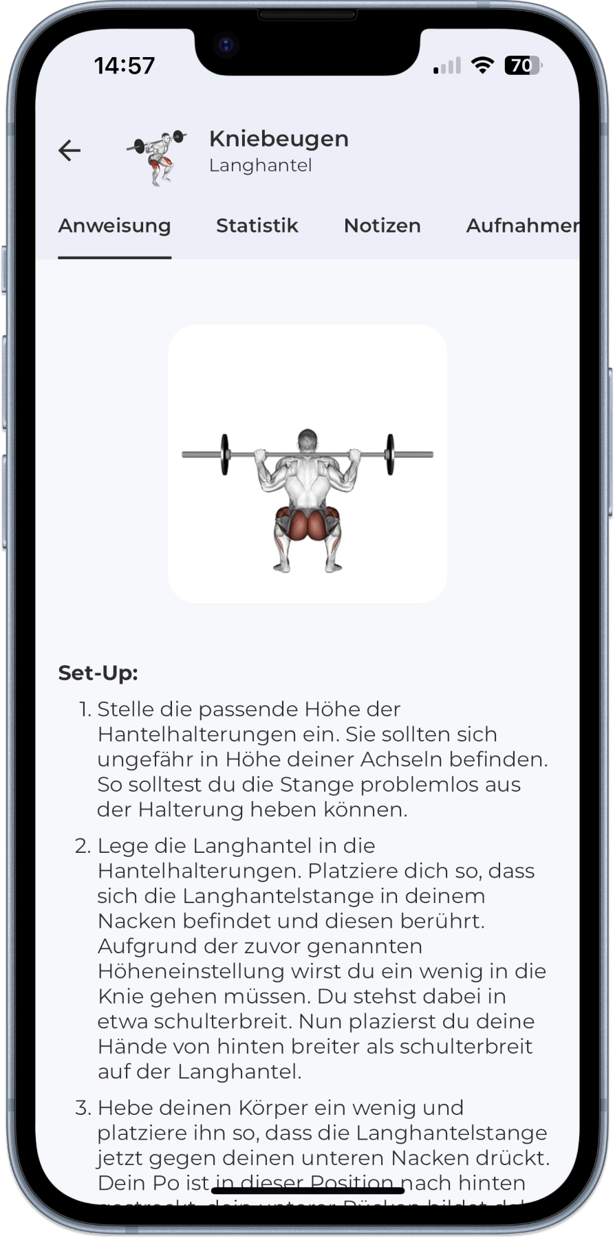 Trainings App Training Anleitung